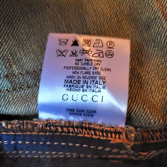 GUCCI New Flare Base Flared Jeans Premium Blue Denim Size 26 Bell Wide Bottoms - Picture 7 of 16